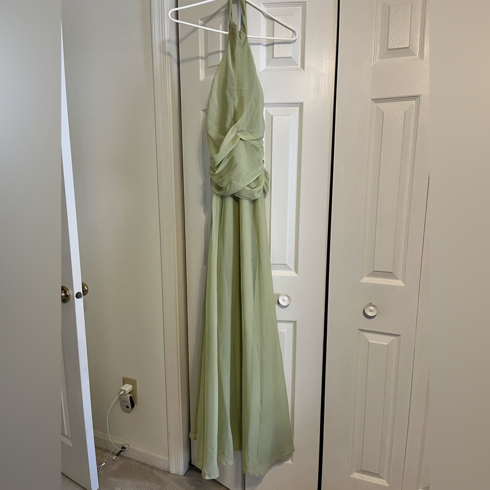 Elegant Light Green Halter Gown